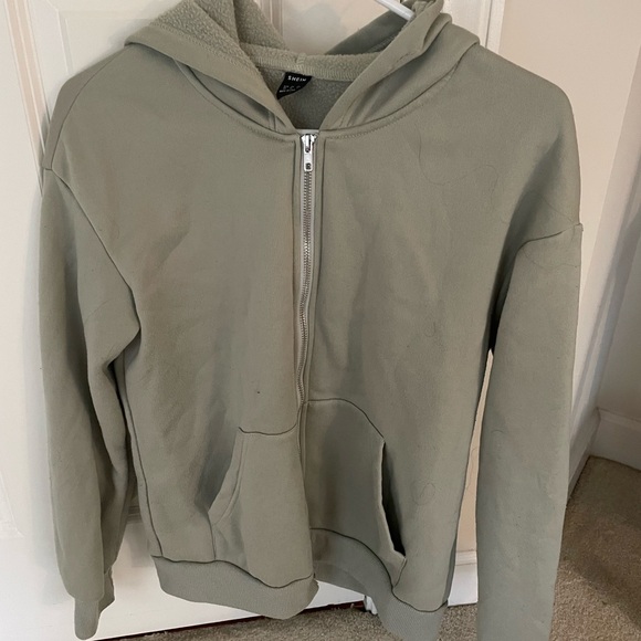 Green hoodie, shein zip up, size XS, in good condition! No stains! - Picture 3 of 5
